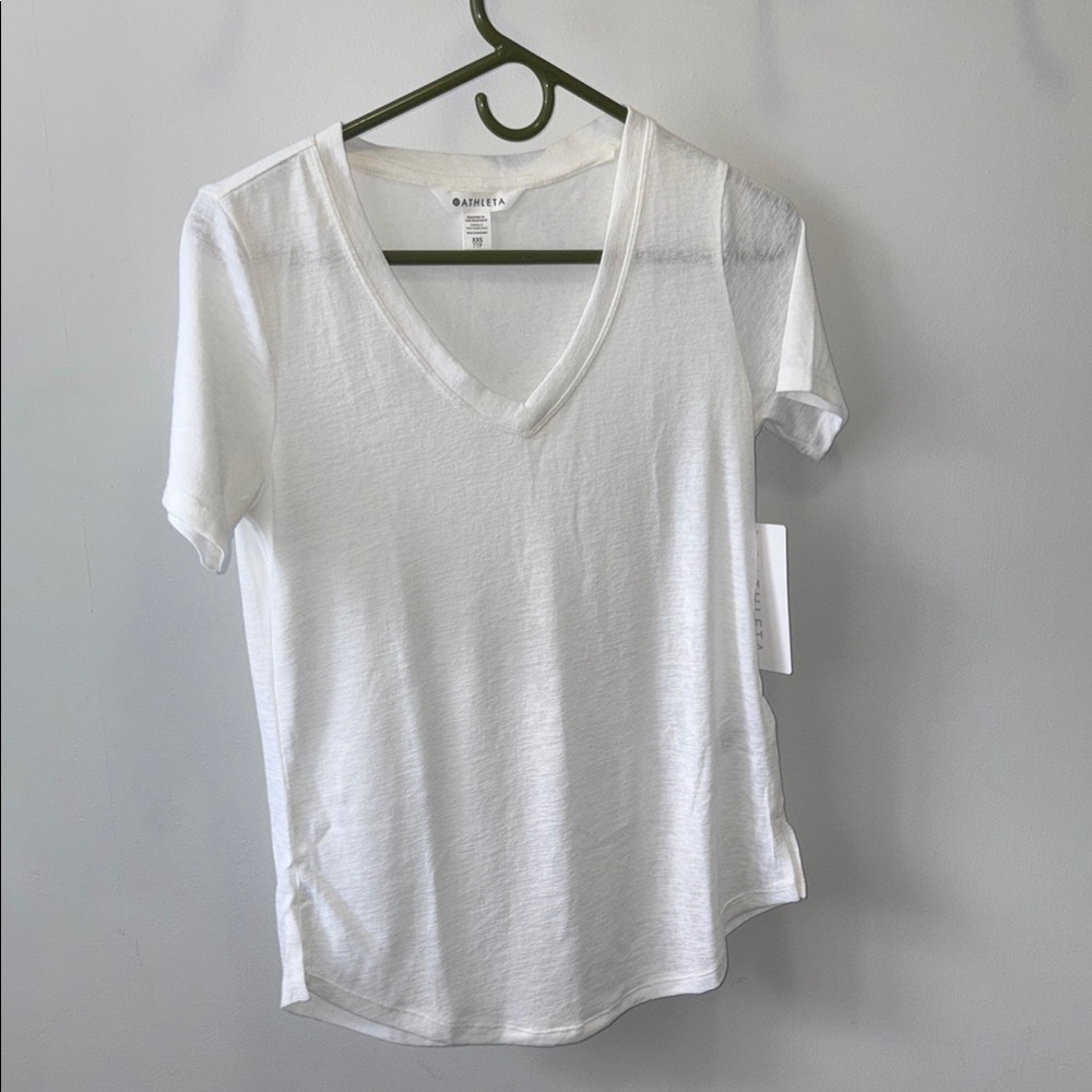 Athleta White Fitted Short Sleeve T-Shirt